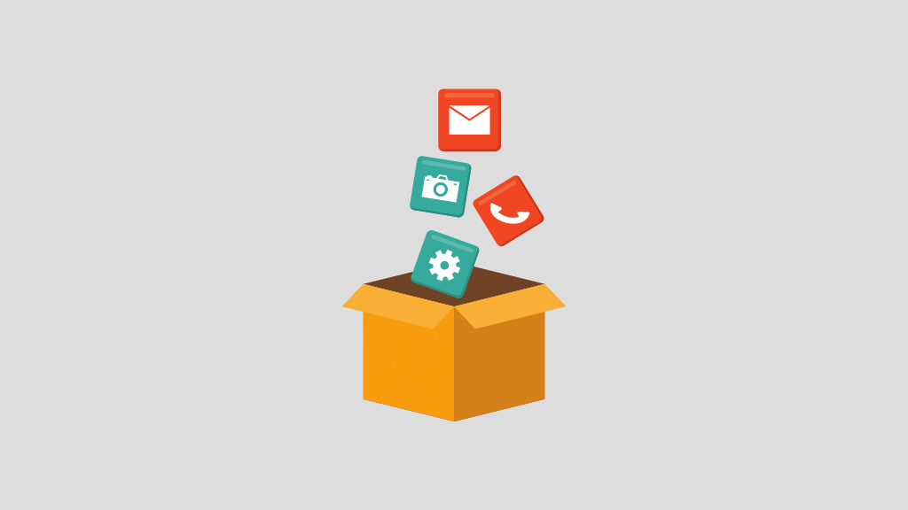 Apps for startups picture — image of a box and productivity icons.