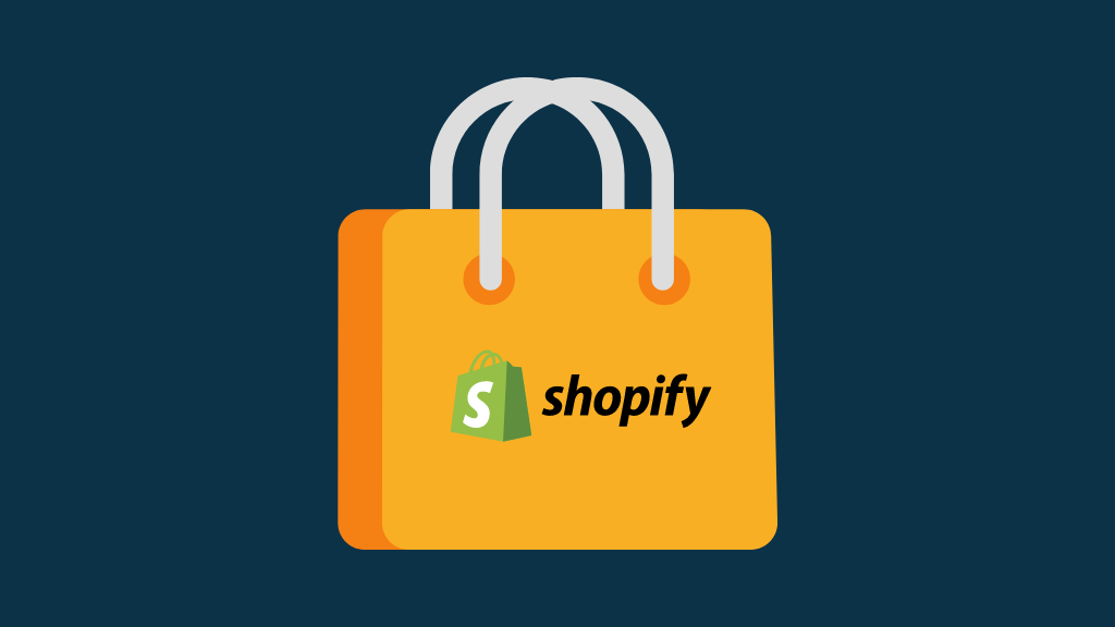 How to buy a Shopify store graphic (image of the Shopify logo in a bag)