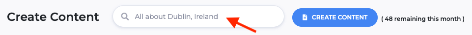 Entering a topic into the GrowthBar content generator
