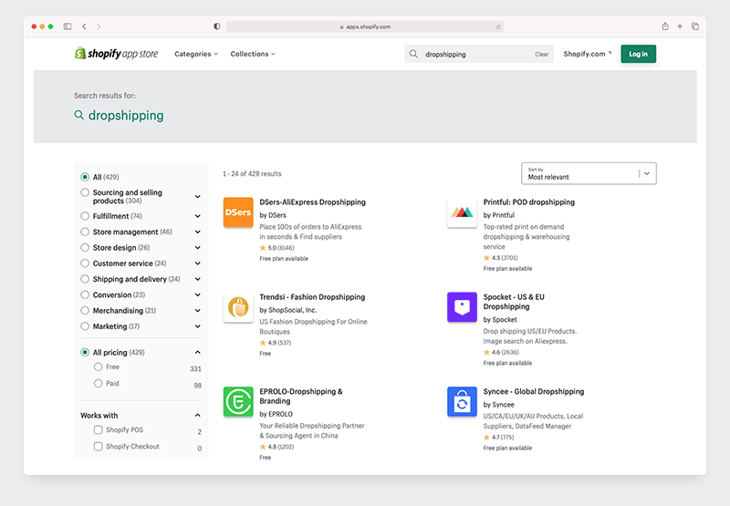 Shopify dropshipping apps