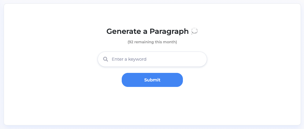 The 'paragraph generator' tool