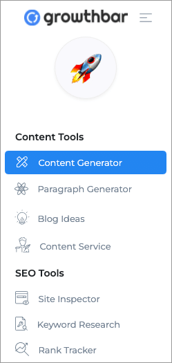 GrowthBar's main menu