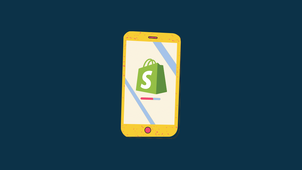 How to start a Shopify store (image of a smartphone with the Shopify logo on it).