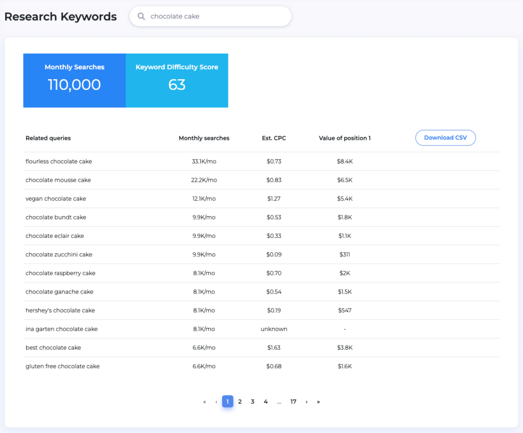 Performing keyword research in GrowthBar