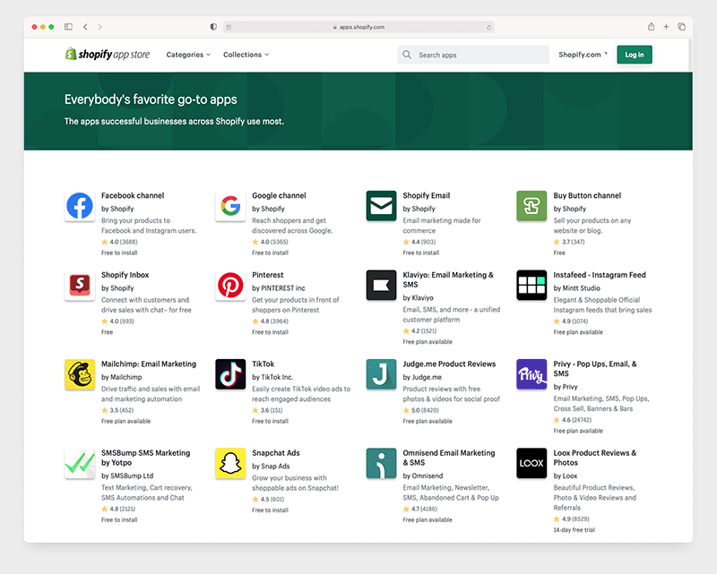 The Shopify app store