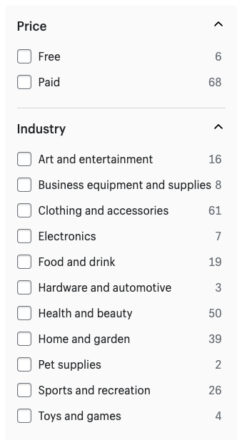Shopify theme store filters