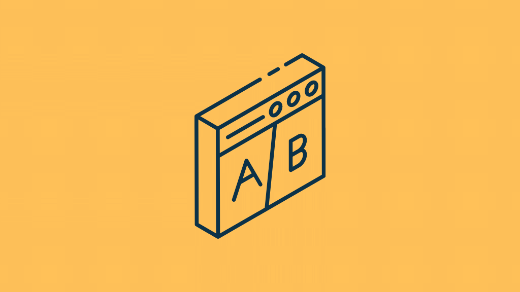 Split testing (a graphic highlighting an A/B split test)