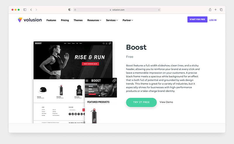 Example of a free Volusion theme, 'Boost'