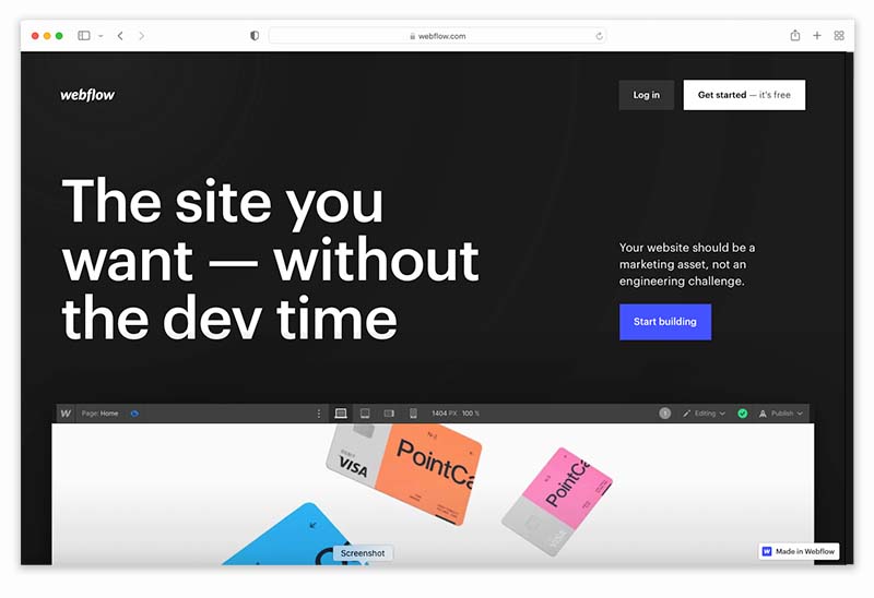 The Webflow home page