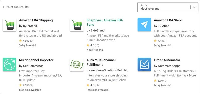 FBA integrations for Shopify
