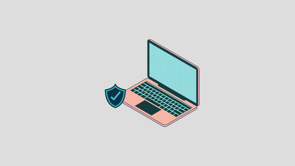 Cyber security tips (image of a laptop and a shield)