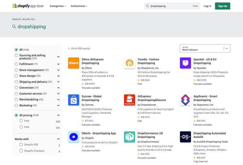 Shopify dropshipping apps