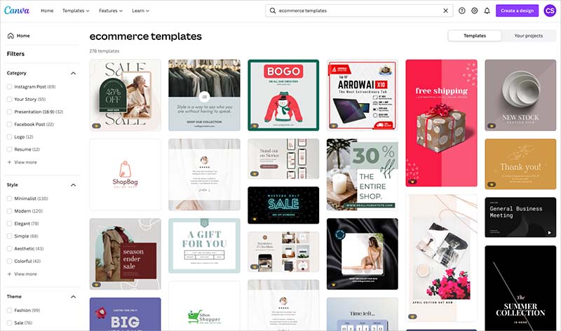 Examples of Canva templates