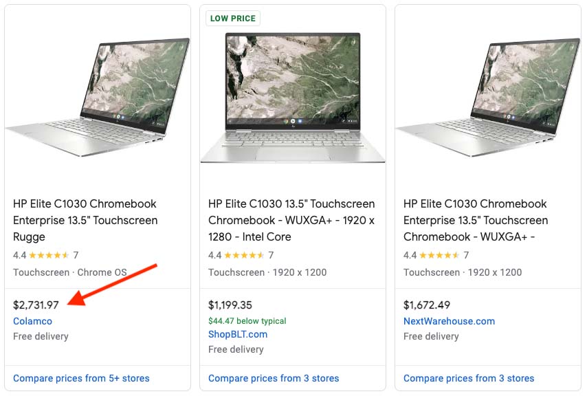 Pricing for high-end Chromebooks