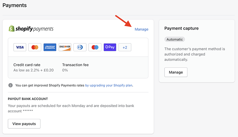 Setting up Shopify Payments