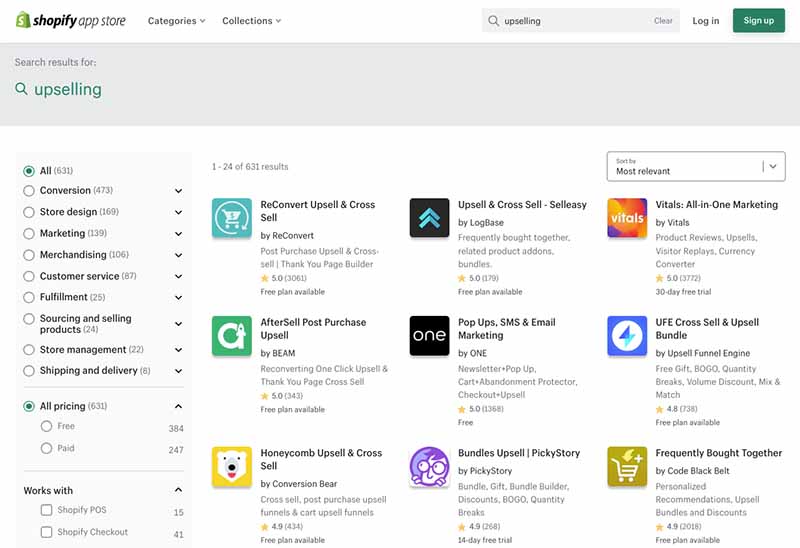 The Shopify app store