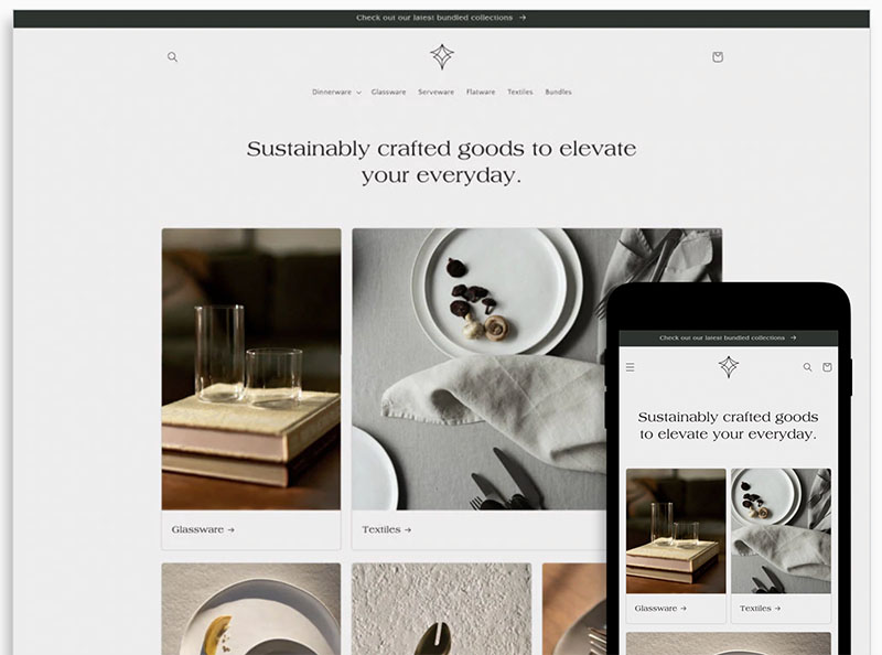 Example of a Shopify theme, 'Craft'