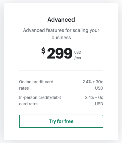 'Advanced' plan fees