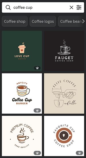 Canva logo template search results