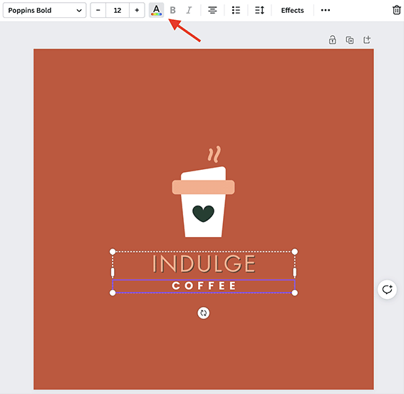 Changing text color in Canva