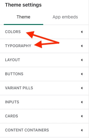 Shopify theme settings
