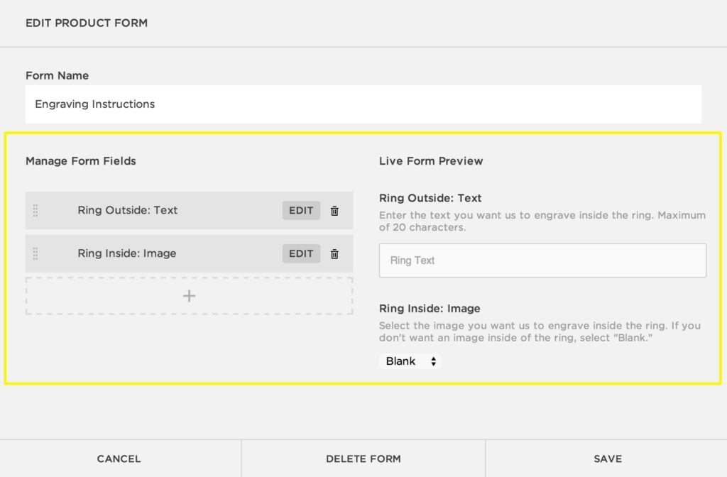 Creating a custom product form in Squarespace
