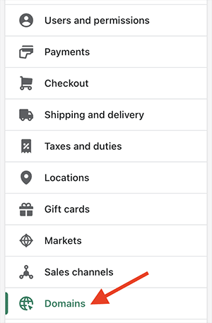 Accessing domain name settings in Shopify