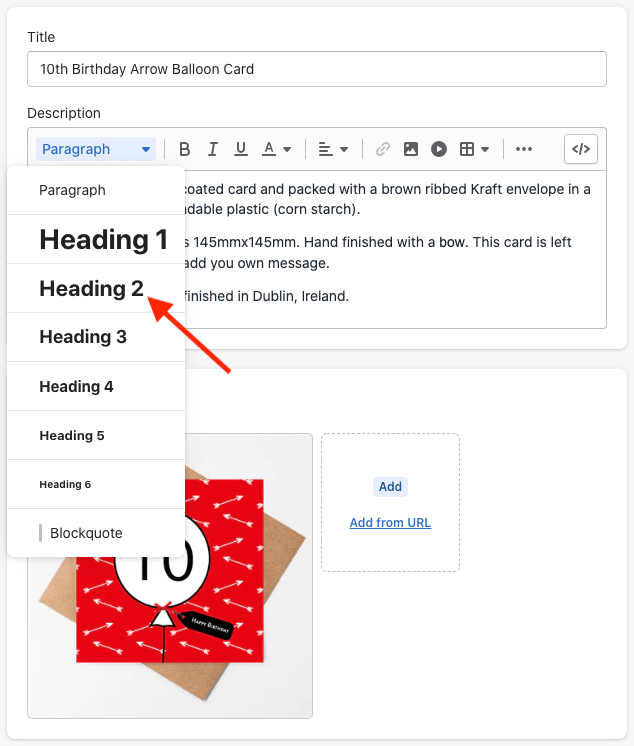 Editing Shopify headings for SEO purposes