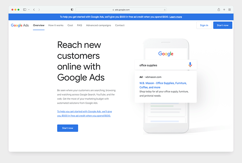 The Google Ads advertising platform