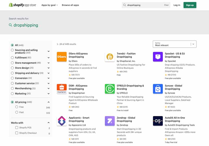 Shopify dropshipping apps