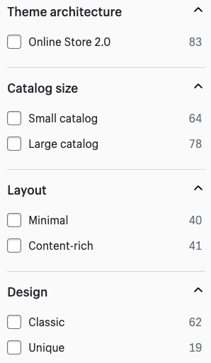 Shopify theme store filters