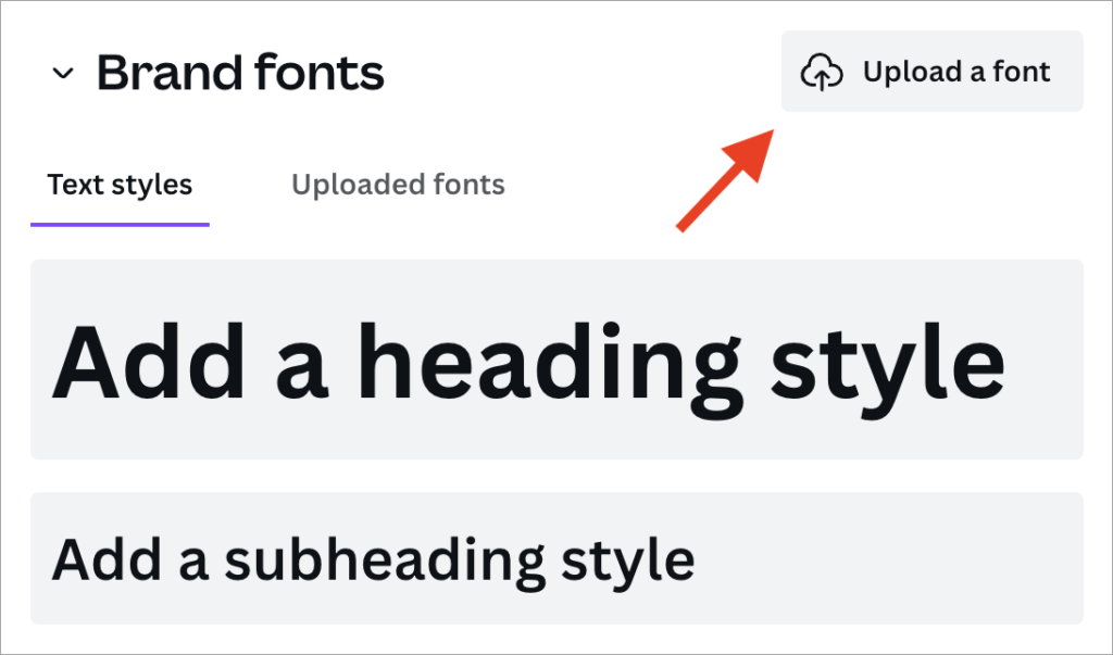 Uploading a font in Canva.