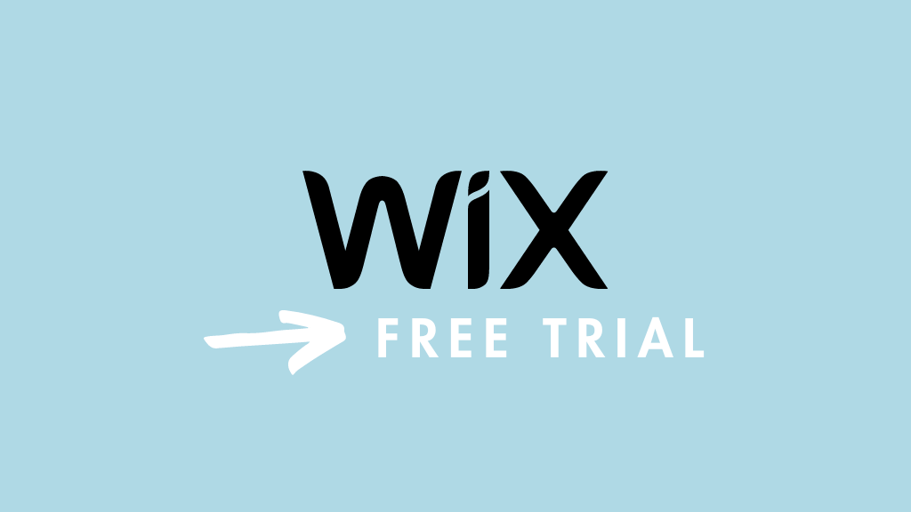Wix free trial (Wix logo, an arrow plus 'free trial' text)