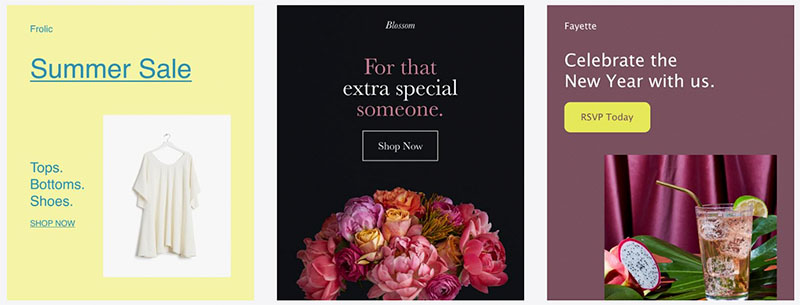 Squarespace Email newsletter template examples