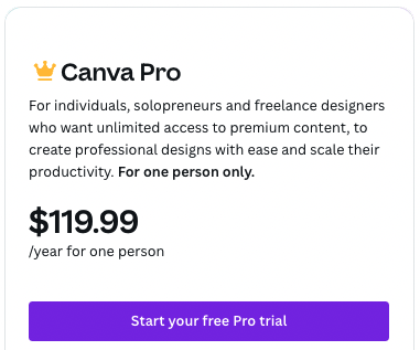 Canva Pro pricing