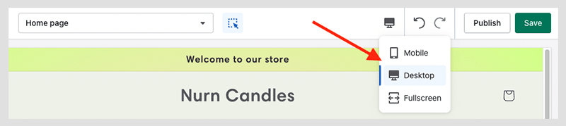 Previewing by device type in Shopify