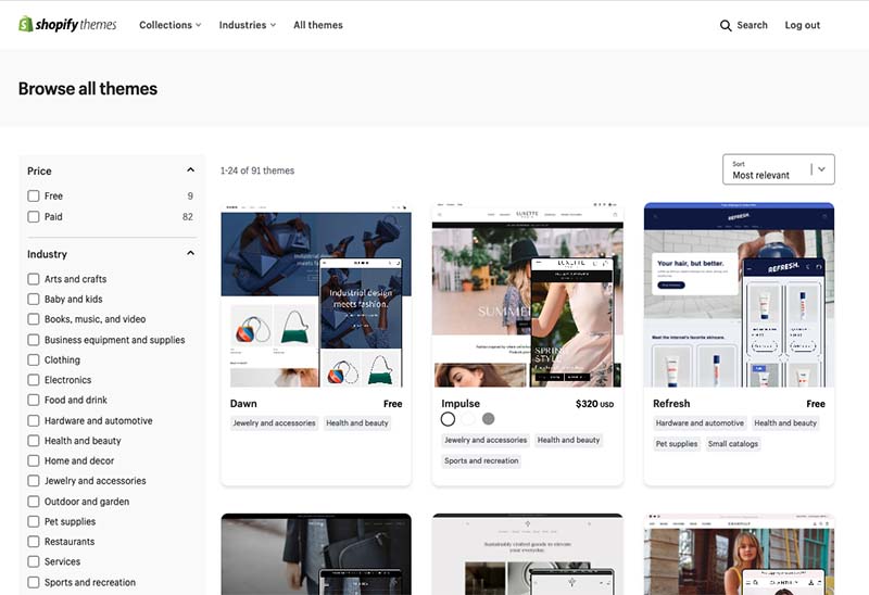 Shopify theme store