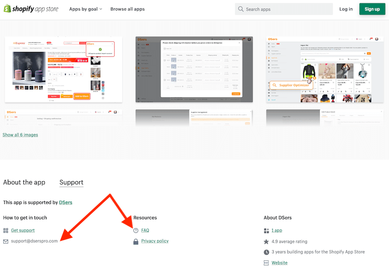 Getting support for a Shopify dropshipping app