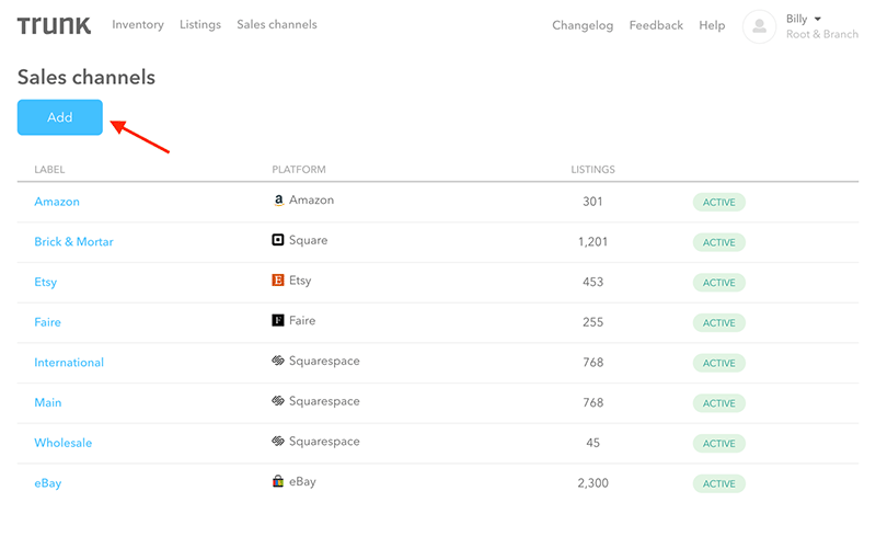 Adding sales channels to Squarespace using the 'Trunk' extension