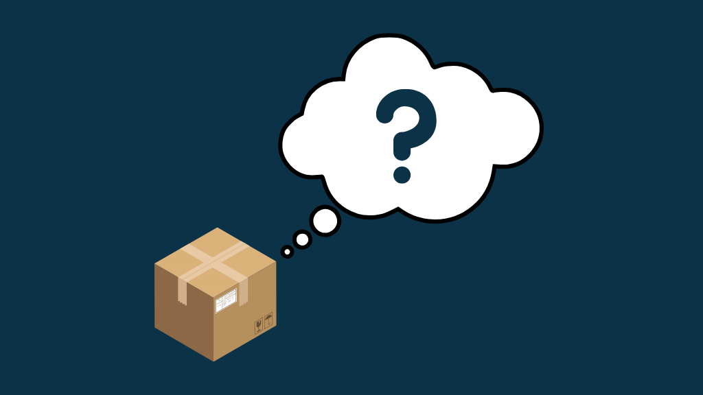 'What is dropshipping' graphic (image of a parcel and a question mark)