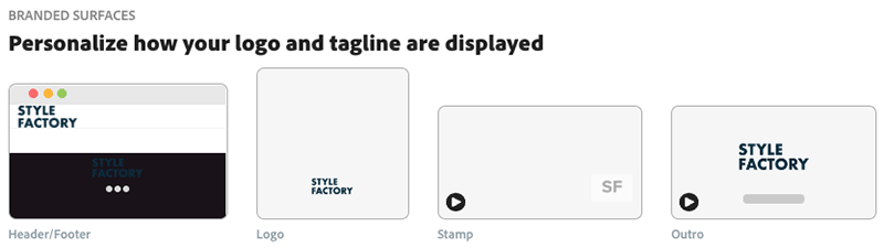 The 'branded surfaces' tool in Adobe Express.