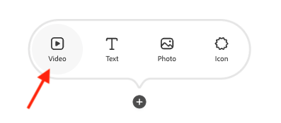 The 'add video' option in Adobe Express