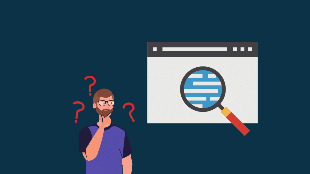 What is keyword research? (Graphic — a person thinking about keywords).