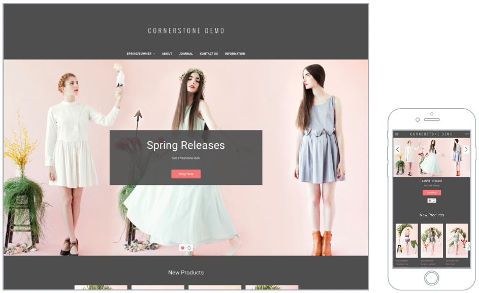 Example of a BigCommerce theme, 'Cornerstone Bold.'