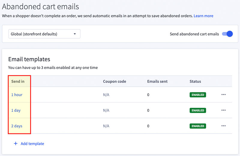 The abandoned cart saving tool in BigCommerce.