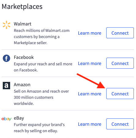 Some of the available online marketplace integrations in BigCommerce.