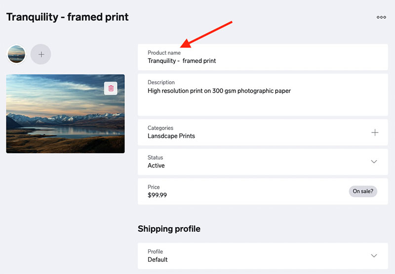 Adding a product to Big Cartel