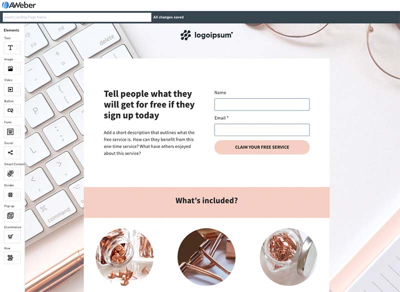 Example of an Aweber landing page