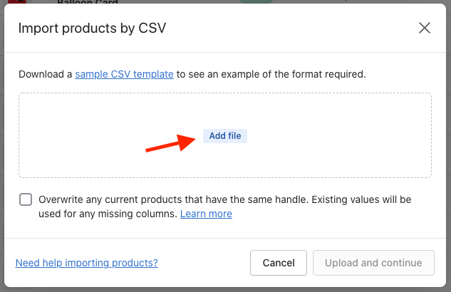 Importing products via CSV in Shopify