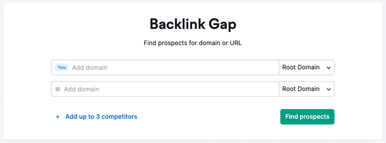 Semrush's 'backlink gap' tool